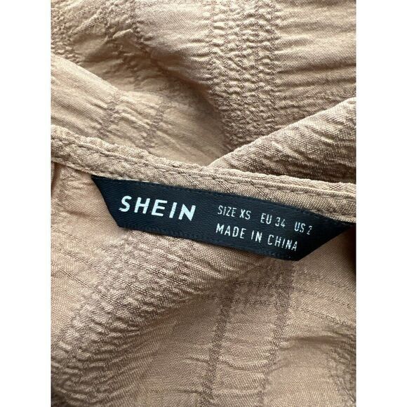 Shein Women Tan Asymmetrical Tiered Balloon Sleeve Maxi Dress Size 2 - Picture 8 of 9